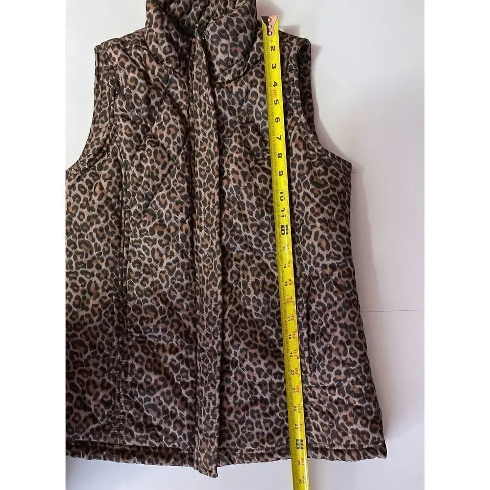 MIFRESIA women's brown leopard print puffer vest - Size S